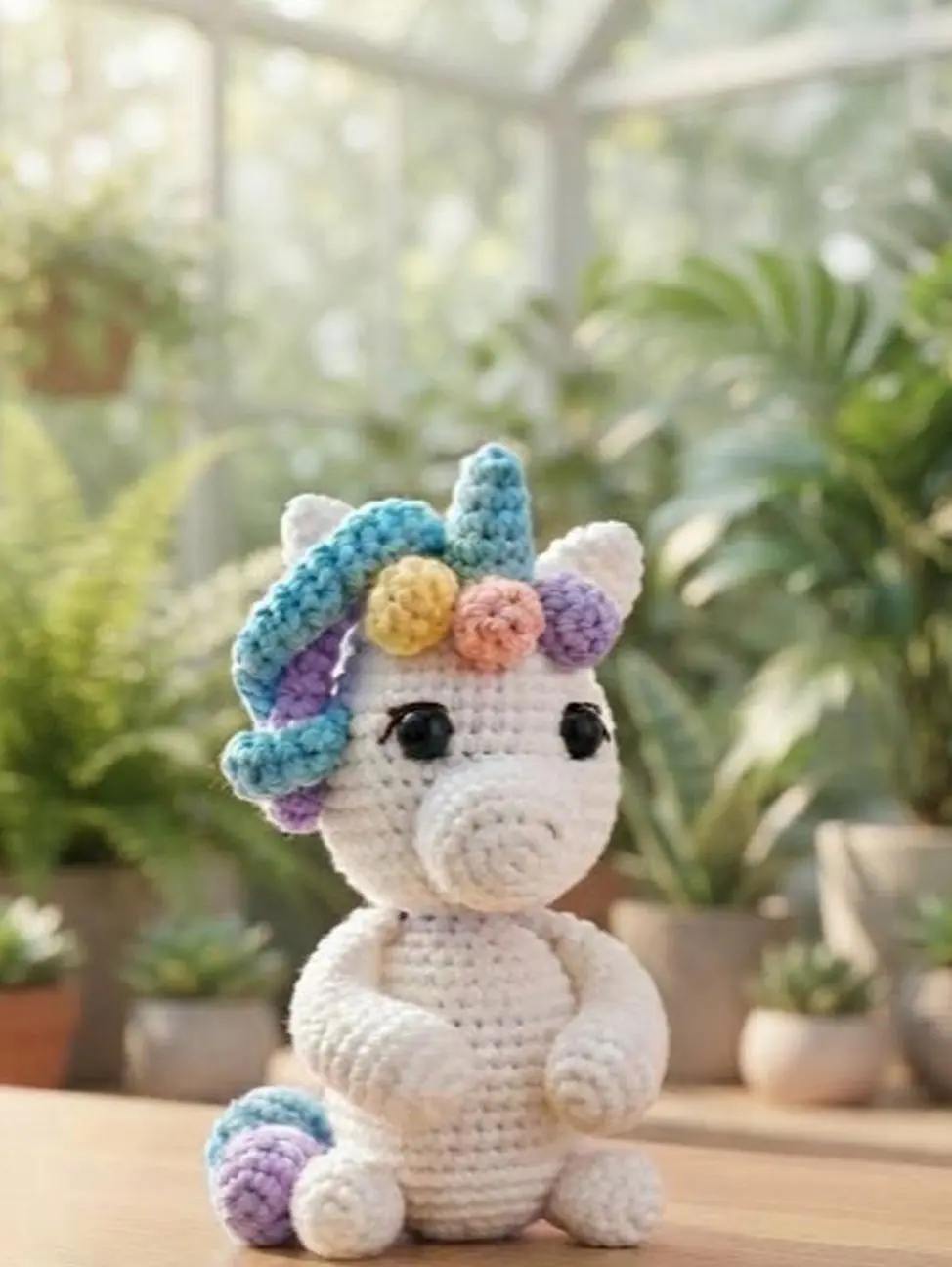 Handmade Crochet Unicorn Plush Toy, Cute Pastel Amigurumi Unicorn Stuffed Animal, Kawaii Nursery Room Decor Gift for Kids & Toddlers
