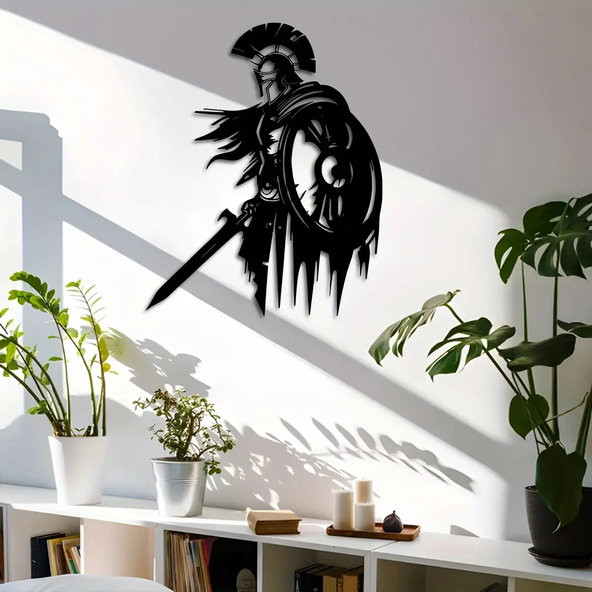 Spartan Warrior Metal Wall Art, Ancient Greek Soldier Silhouette, Iron Battle Scene, Home Garden Balcony Decor, New House Gift