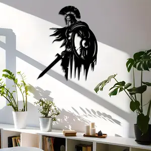 Spartan Warrior Metal Wall Art, Ancient Greek Soldier Silhouette, Iron Battle Scene, Home Garden Balcony Decor, New House Gift