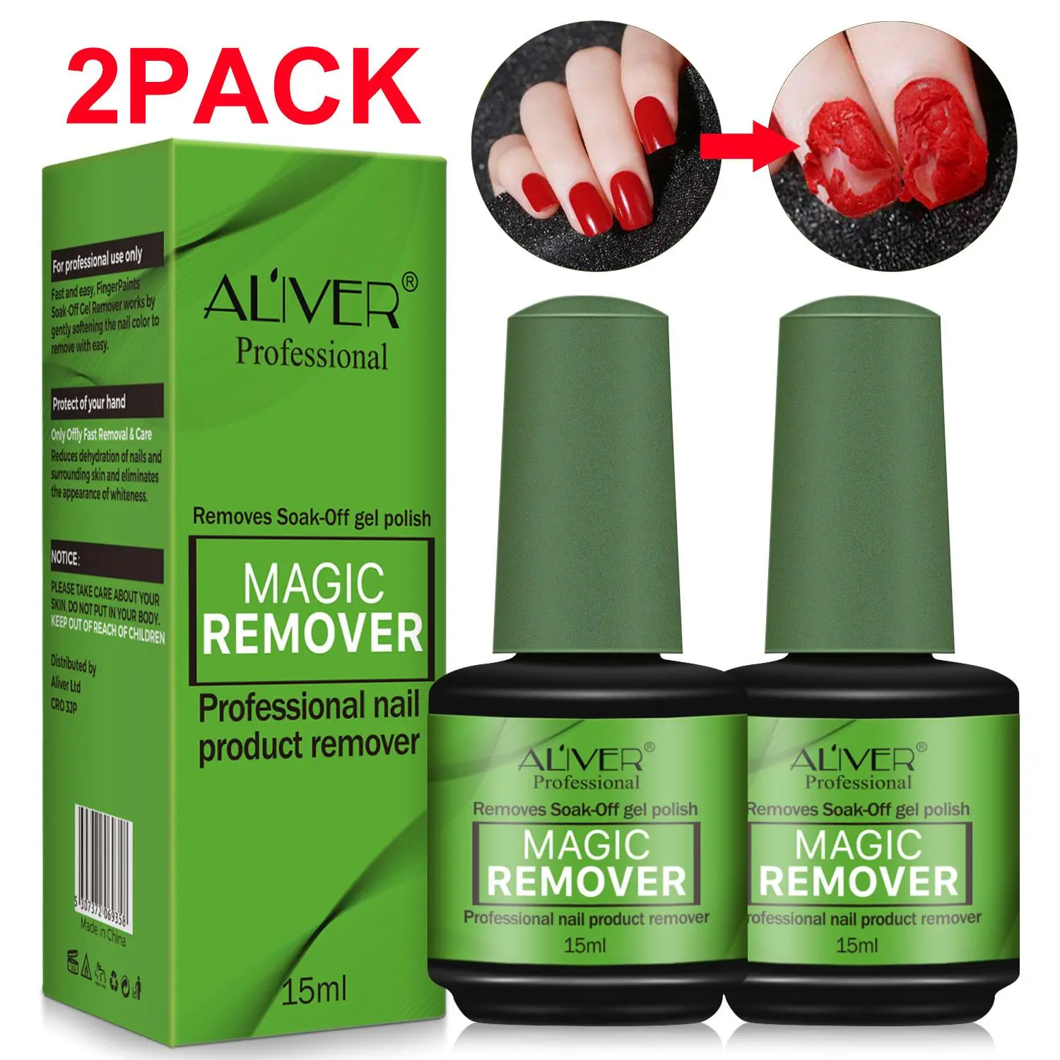 Nail Polish Remover, Professional Nail Polish Gel Remover, Suitable for UV Plastic Nails, Acrylic Nails, Natural Nails, Nail Glue Remover, Nail Art Remover