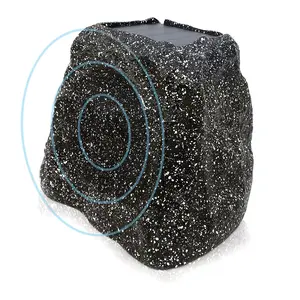 Herdio 8-inch 120/240 Watts Rock Bluetooth Speaker, Outdoor Waterproof, Wireless Solar Model, Supports True Wireless Stereo (TWS) Connectivity with Rechargeable Battery for Garden, Patio, Pool Surroundings and Backyard (Gray), Audio Smartphone subwoofers