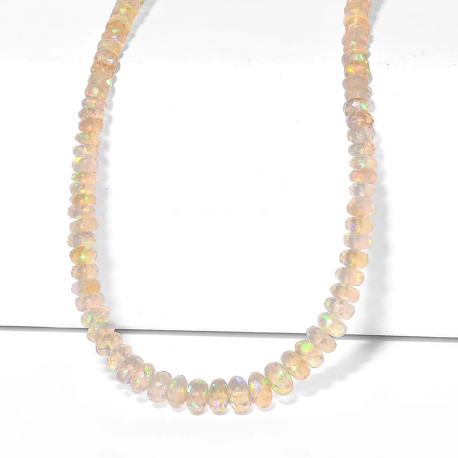 Certified & Appraised Luxoro AAA Ethiopian Welo Opal 71.60 ctw Beaded Necklace in 10K Yellow Gold 18 Inches