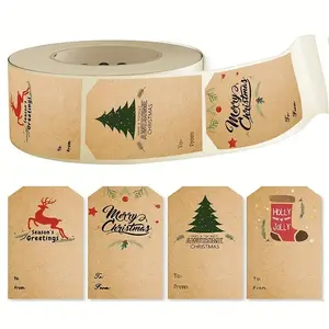 Vintage Christmas Stickers Roll – 300-600 Labels for Gift Wrapping, DIY Crafts & Holiday Aesthetic Decorations