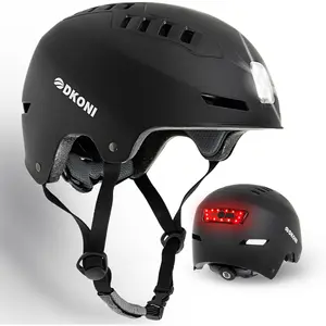 Adult Commuter Bike Helmet with USB-Rechargeable LED Lights (13 Red Leds, 5 White Leds), 20 Optimized Ventilation Holes, Safety Protection for Skateboarding & Cycling
