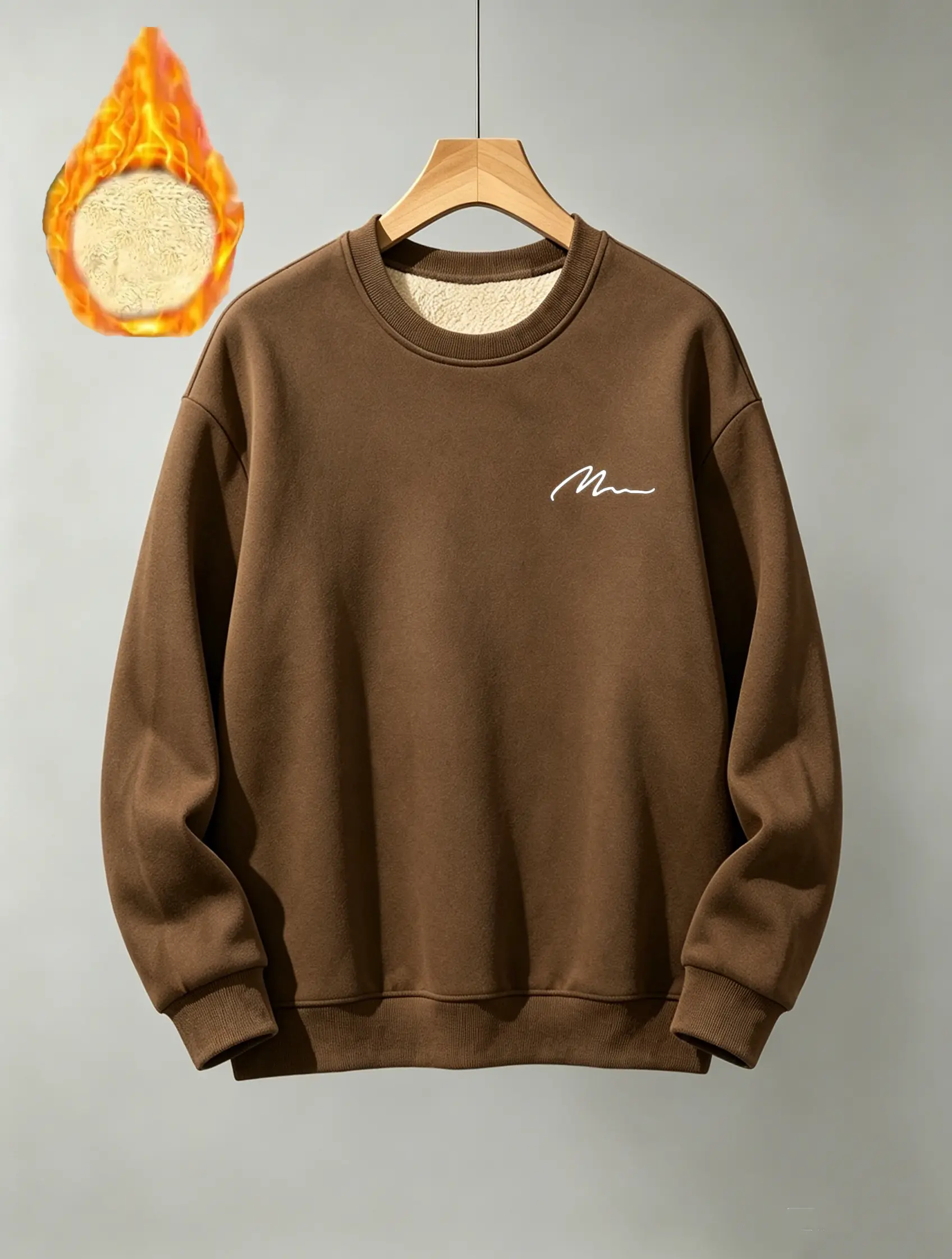cozy long sleeve pullover Men's Long Sleeve Crew Neck Sweatshirt Casual Oversized Pullover Top Streetwear Fashion Menswear