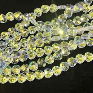 9 mm AB color-cut crystal glass loose beads, heart shape, for jewelry making and DIY handmade beaded bracelets and necklaces—jewelry accessory components