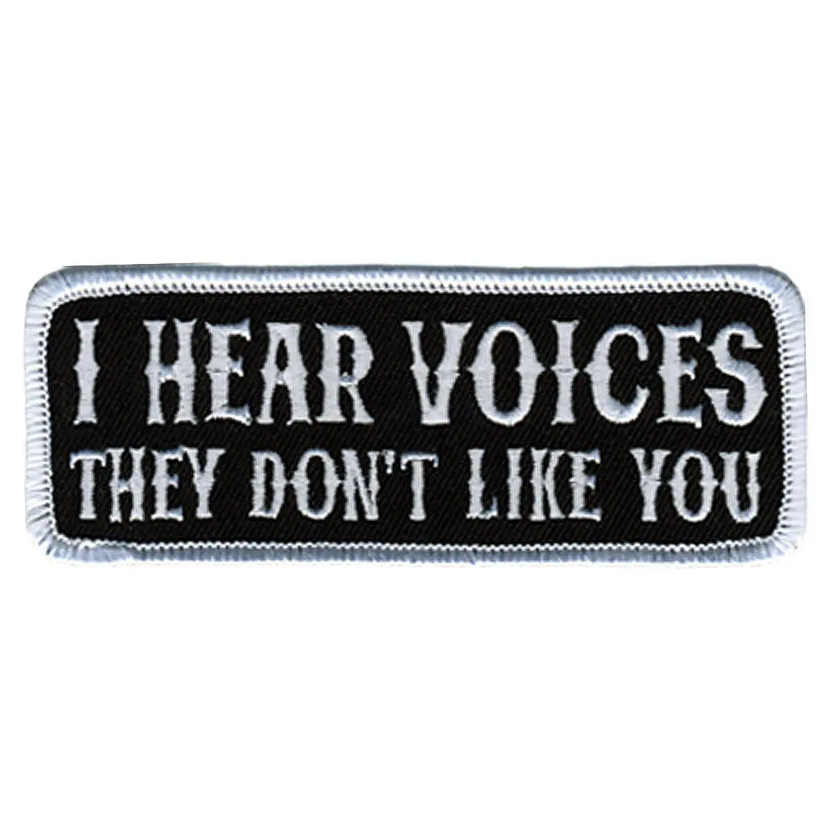 Hot Leathers - PPL9220 I Hear Voices Patch (4" Width x 2" Height), White