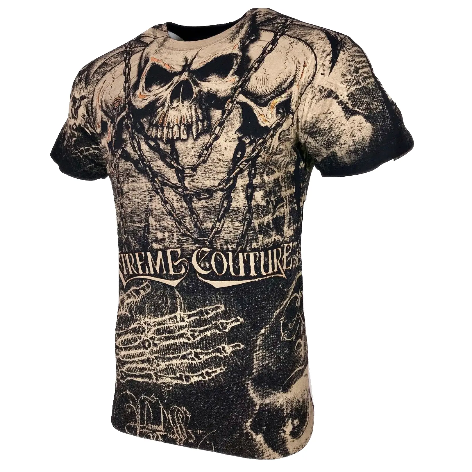 Xtreme Couture by Affliction Killer Men's Casual Graphic T-Shirt - 100% Cotton Short-Sleeve Crewneck, Alternative Goth Style, with Front & Back Prints, Alternative Goth Men's Short-Sleeve T-Shirts