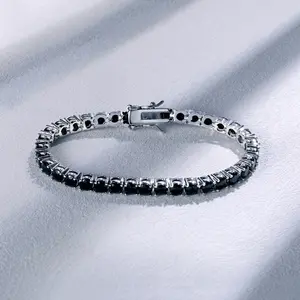 3mm 18K Gold & AAAAA Zirconia Tennis Chain — Black Nano-Plated Copper, Stylish & Premium Waterproof Design. Tennis Bracelet/Anklet — Unisex Classic Couple's Style; Ideal as a Gift for Anniversaries, Birthdays, Engagements, or Hip-Hop Enthusiasts.