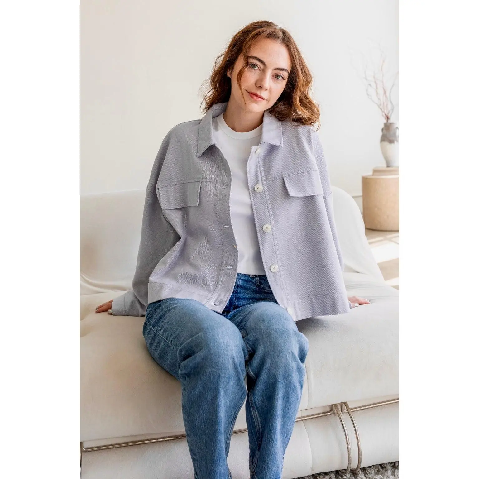 Opals Oversized Denim Jacket - Frost Lavender