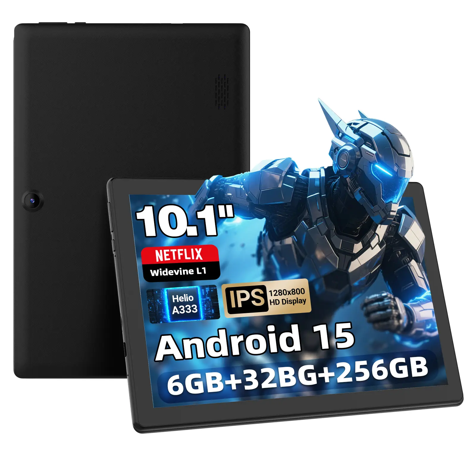 DigiLand 10.1 Inch Android 15 Tablet 6000mAh Battery 6GB RAM 32GB+256GB Storage, Dual Camera, WiFi BT 5.0, HD IPS Touchscreen