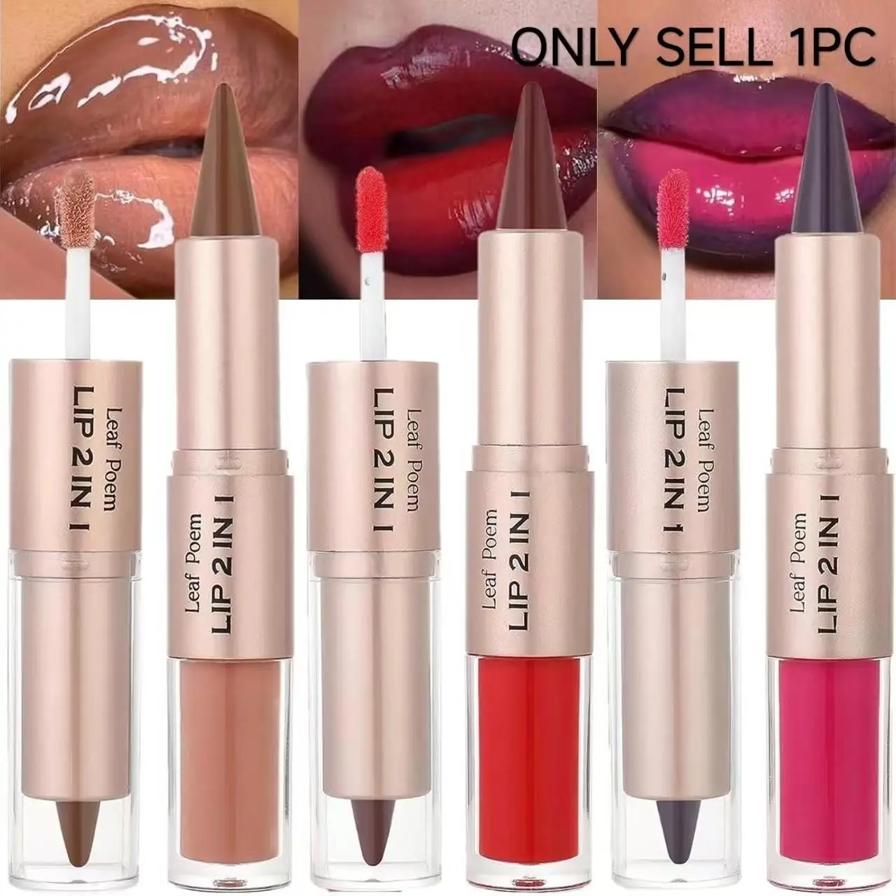 Dual-Ended Lipstick & Lip Gloss Cosmetic Set, Lip Products, Matte Outline Lipstick & Glossy Mirror Finish Lip Gloss, Perfect Gift Idea, Long-Lasting Shine Effect Lipgloss Lipstick