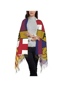 1 piece B-arcelona Fc Hijab Stoles tag Autumn High Quality Warm Birthday Neckerchief Shawls Fringe Trim Shawl