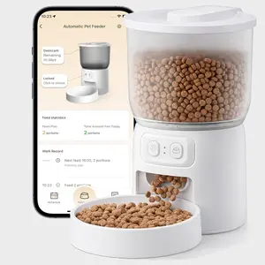 Automatic Cat Feeder Wi-Fi, Timed Dry Food Dispenser with App Programmable Portion Control, Up to 10 Meals Per Day, Dual Power Supply, for Cats and Small Dogs