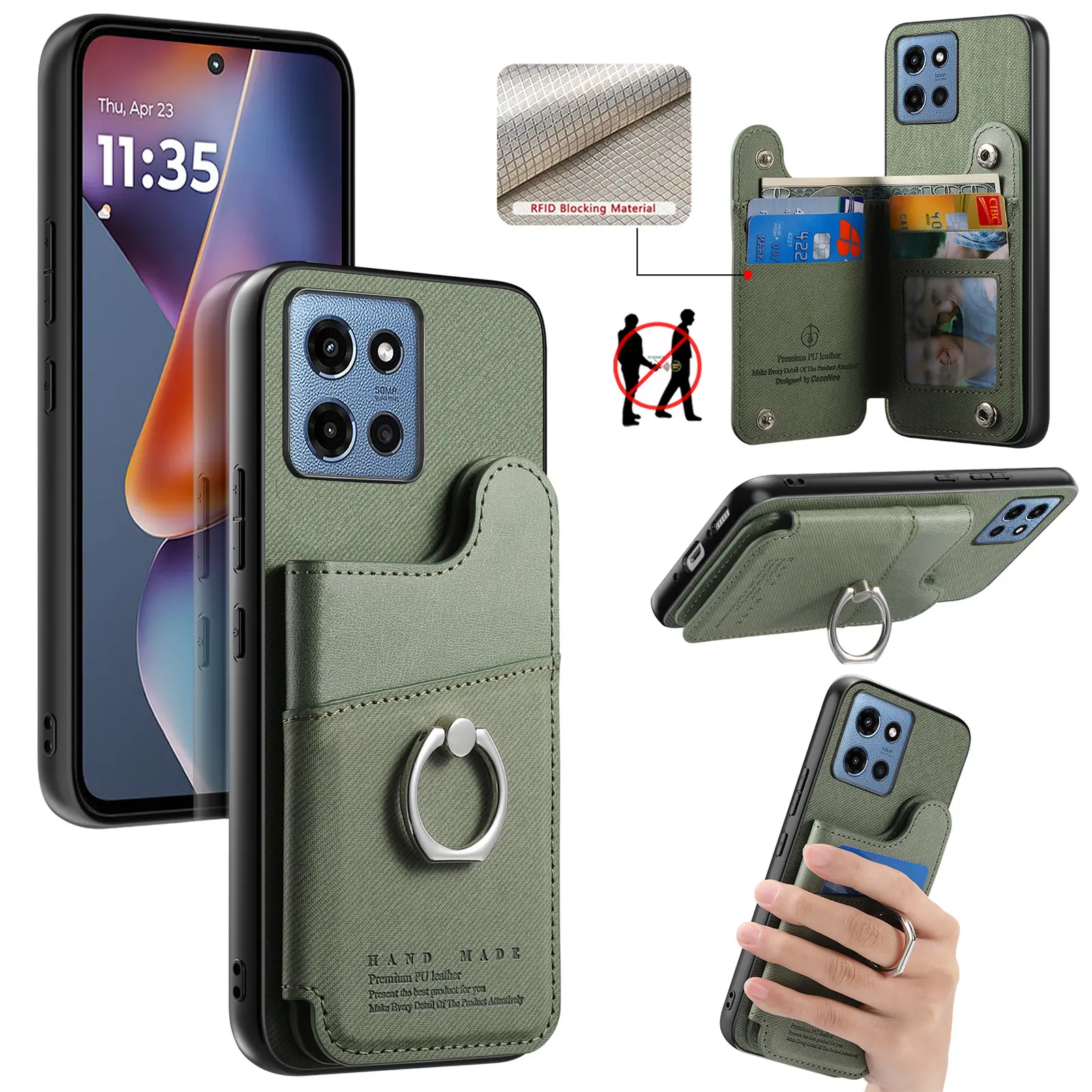 (Case & Nova) RFID Blocking Cross Pattern Leather Smartphone Wallet Casing, Shockproof Protection Accessory with Ring Holder & Kickstand, Cute Cellphone Cover for Motorola Edge 60, Moto G15, Moto G75 slimfor iPhone 17 Pro Max,16,15,14