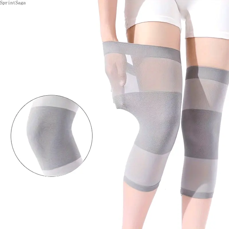 1‑Pack Lightweight Invisible Seamless Knee Pads for Men & Women, Breathable Woven Fabric Stretchable Knee Support Sleeves, Gray & Beige Options, Joint Pain Relief Compression Leg Wear, All‑Season Comfortable Versatile Knee Protector for Daily & Sports Use