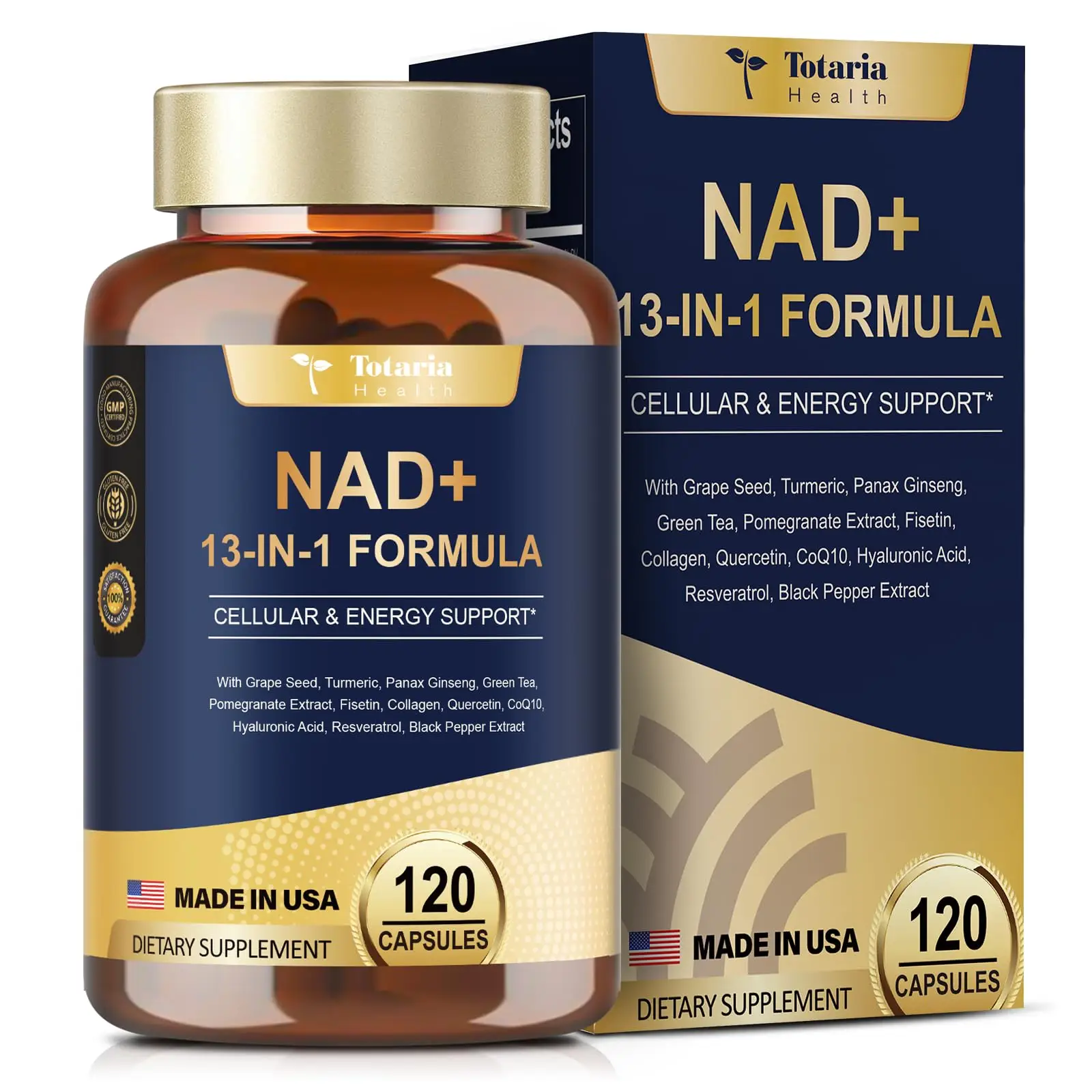 NAD Supplement with nicotinamide riboside resveratrol,Quercetin, Betaine Boost NAD+ Levels NAD Plus Supplement for Anti Aging, Energy, Immune