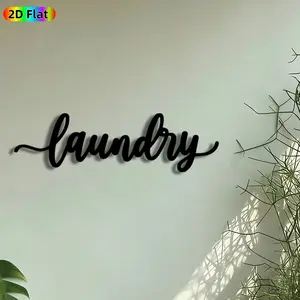 1pc Laundry Script Metal Wall Art, Calligraphic Laundry Statue Mural, Artistic Wall Sign, Intricate Craftsmanship, Modern Decorations, Perfect for Housewarming, Mothers Day, Laundry Room, Bathroom, Entryway Decor, Gift for Home Organization Enthusiasts