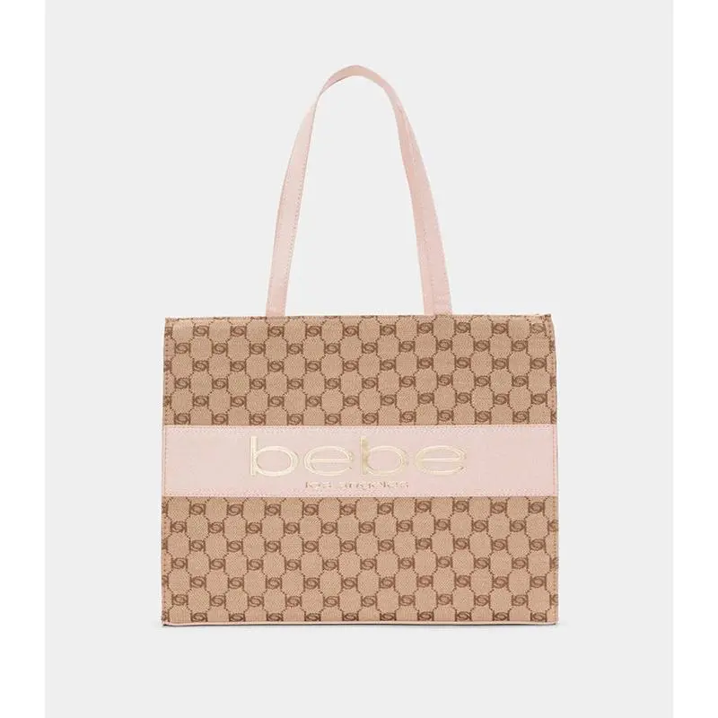 BEBE SERENA LG JAQUARD TOTE (POWDER PINK)