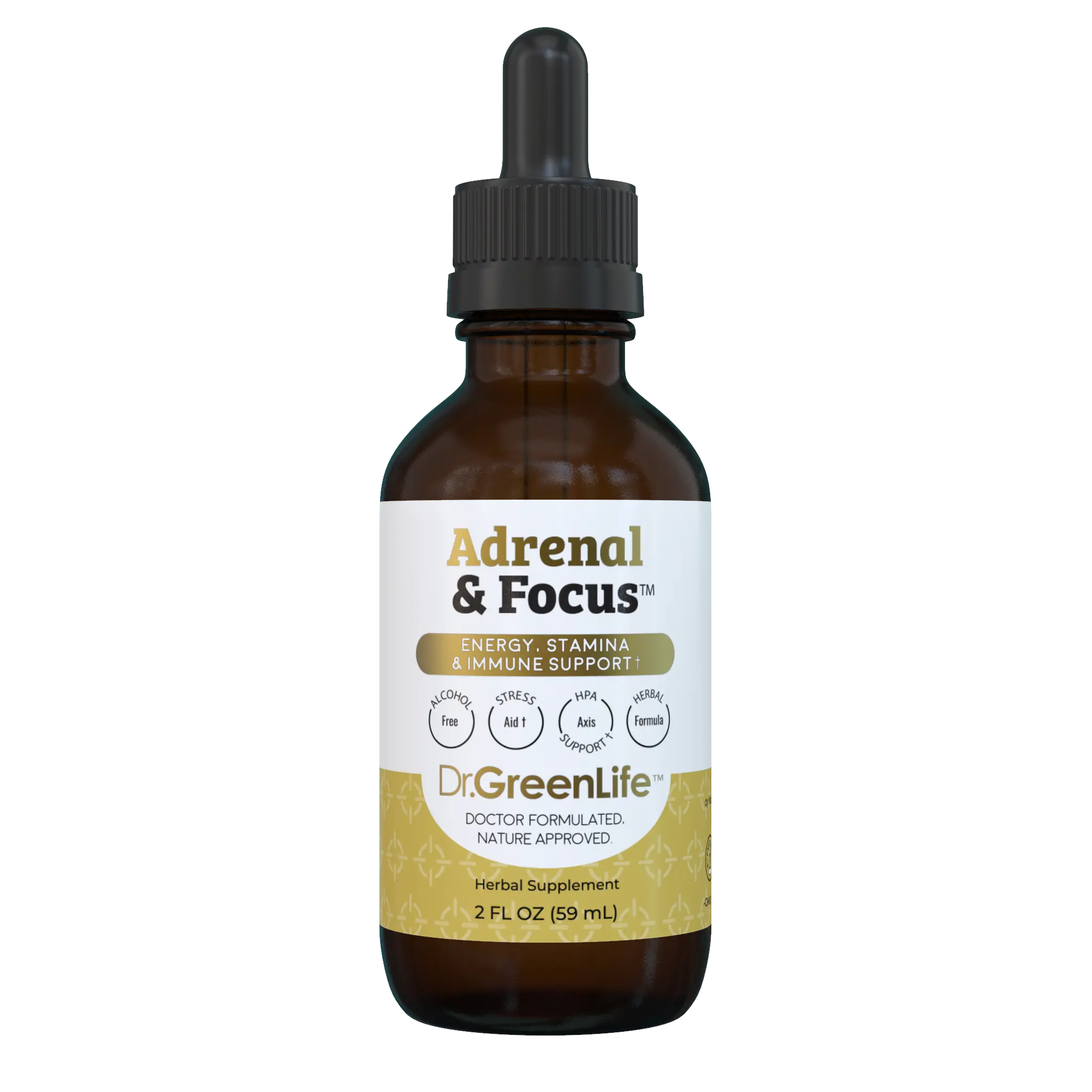 Dr. Green Mom Adrenal & Focus Liquid Drops | Daily Cognitive Wellness & Balanced Energy Support | Herbal Supplement