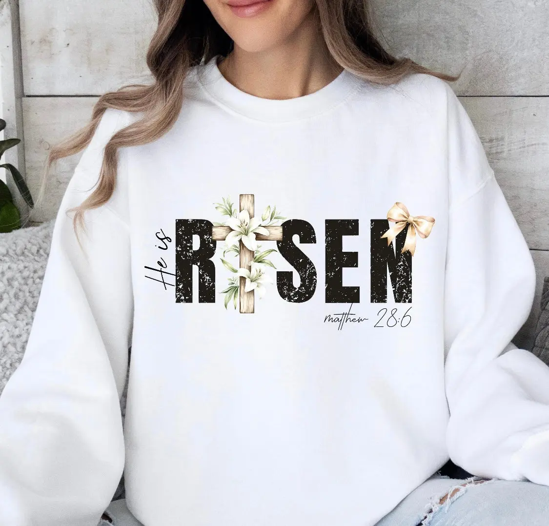 He Is Risen Sweater White