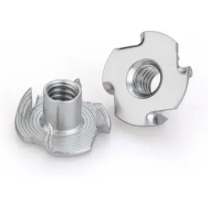 50 PCS 1/4"-20 T-Nuts 304 Stainless Steel Four-Jaw Tee Nuts, Corrosion-Resistant Threaded Inserts for Wood, Cabinetry, Rock Climbing Holds, Home, Hotel & Outdoor Furniture