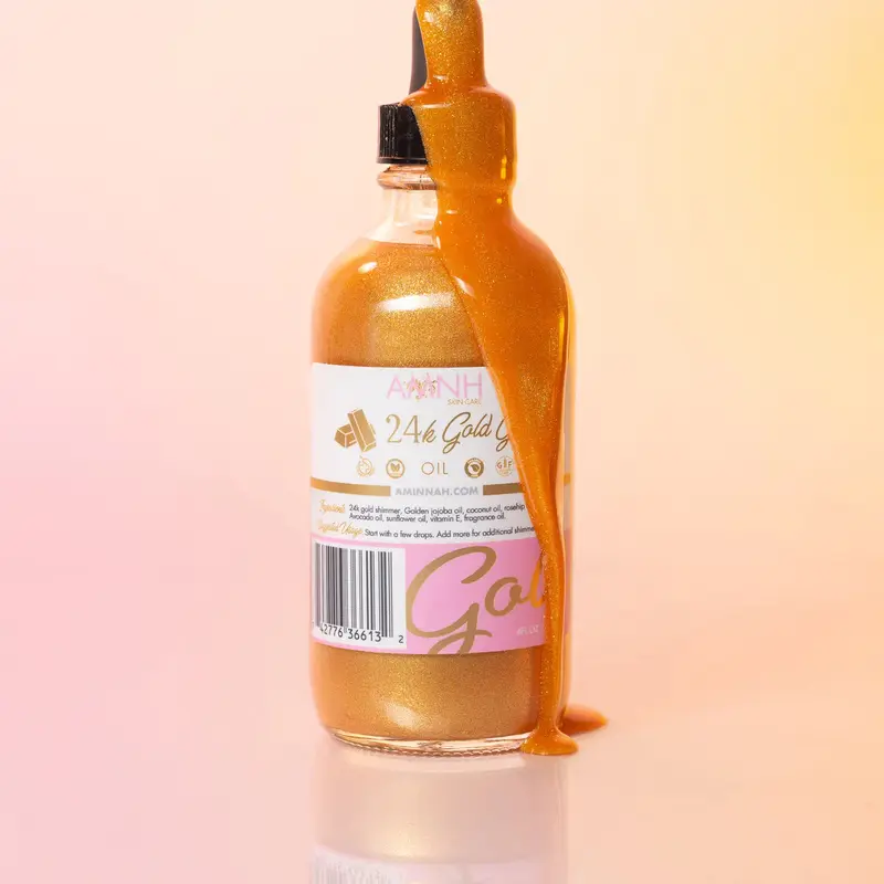 24K Gold Glow Body Oil - Moisturizing Formula with Coconut, Vanilla, Argan, Avocado, Golden, Jojoba & Sunflower Fragrances