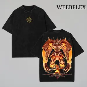 WarGreymon Oversized Graphic Tee, Vintage Digimon Adventure Shirt, Heavyweight Washed Cotton Streetwear, Unisex Otaku Aesthetic, Trending Streetwear, Retro 90s Anime Tee