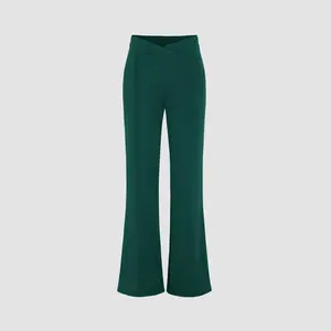 Cider [3 colors, size 0-26] V Waist Knitted Flared Trousers