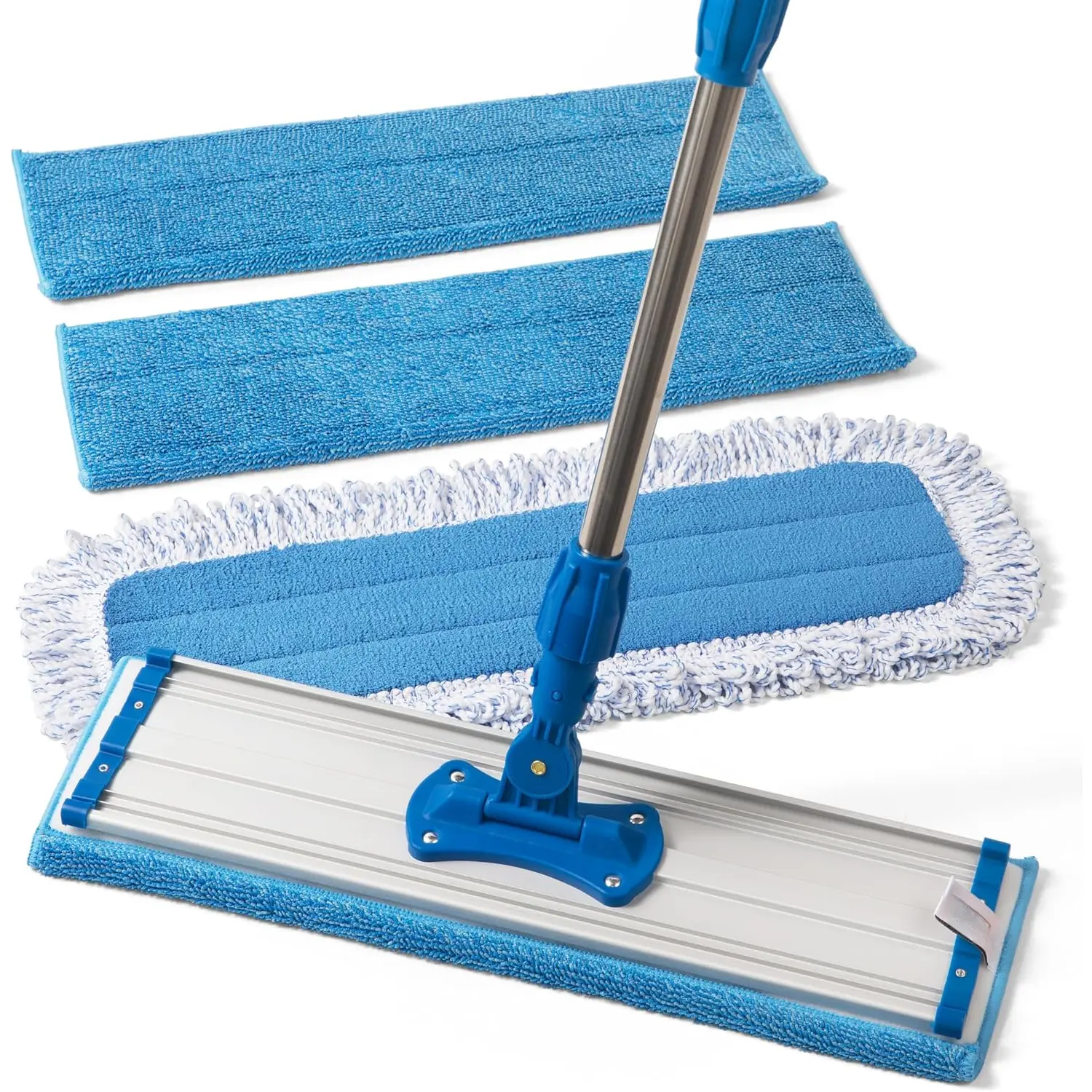 18" Professional Microfiber Mop - Commercial Stainless Steel Handle with Microfiber Dust Pad + 3 Wet Pads