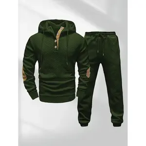 Men's casual fashion suit knitted jacquard sweatshirt and pants two-piece set