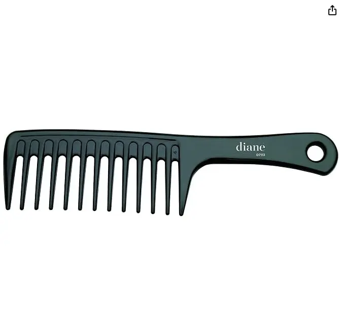 Diane Wide Tooth Detangle Comb - Ionic, Anti-Static Detangler Tool, Use on Wet or Damp Hair for Women, Men, Black, 9.75 Inches, D7113