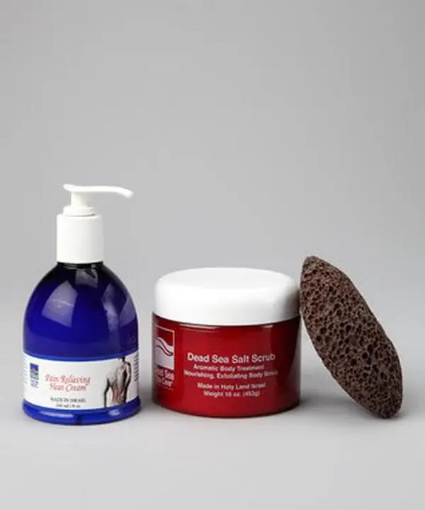 Dead Sea Spa Care DEADSEA-4 16 oz Dry Dead Sea Salt Scrub- Pumice Stone and Pain Relieving Heat Cream