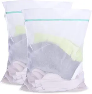 Otraki Mesh Laundry Bag for Delicates 2 Pack Garment Wash Bag 24 X 32 Inch Zippered Large Washing Machine Bags for Sweater Dirty Clothes Washer College Dorm Organizer Don'T Drying, Melting 140-176℉ OTraki