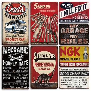vintage garage sign, 8 counts/set metal tin sign, garage wall decor sign, vintage retro indoor & outdoor decor for car repair shop, man cave, home decor, bedroom decor, home decor products, rustic design, rectangle design, home decoration
