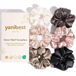 Yanibest Satin Scrunchies - Multicolored Soft Hair Ties Ponytail Holders, No Damage Hair Accessories for Women Girls 6 Pcs, Classic#SummerVibes