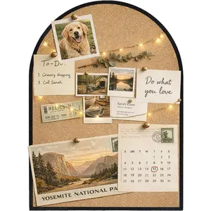 Self-Adhesive Arch Pin Cork Board, 10.4" x 14.4" 1/2" Thick (Black)