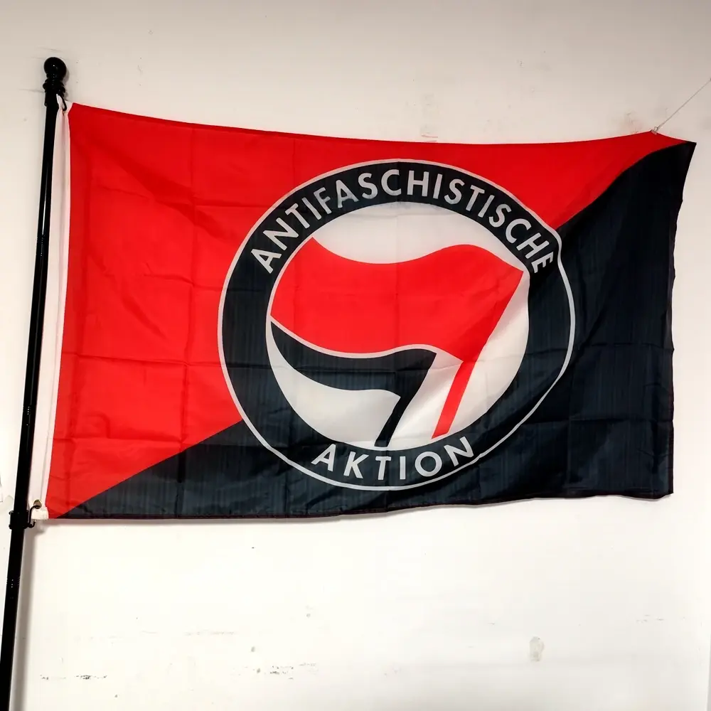 Antifascist Action Flag 90x150cm, Anti Racism Antifa Banner Polyester for Outdoor Indoor Protest March Social Justice Wall Decor