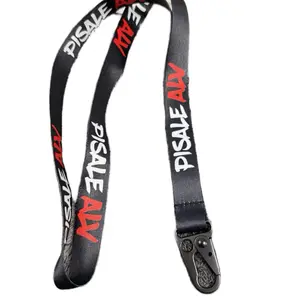 Pisale Alv Lanyard - Black with Red and White Text Design