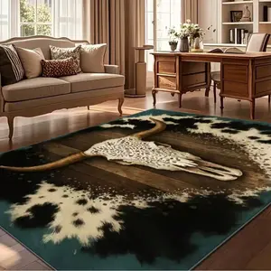 Velvet Leopard Print Rug, Soft and Comfortable, Geometric Pattern, Versatile Decor, Multiple Sizes Available