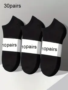 Men's Solid Ankle Socks, Low Cut Comfy Soft Breathable Socks for Men, Multipack Simple Basic Socks for Daily Wear, Men's Socks & Hosiery