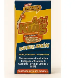 Viral Artri KING Double Axion Reforzado with Orthiga & Omega 3 Chondroitin Glucosamine Vitamin Turmeric Collagen 100 Tabs Mexico for Joint Health supplements eocute natural capsules