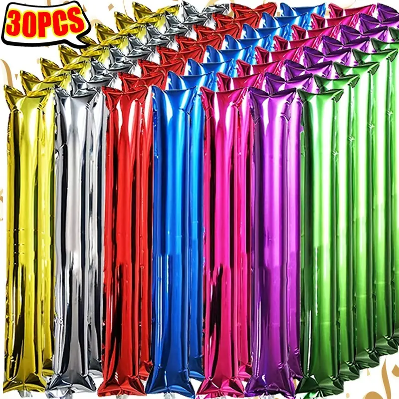 60x10cm Self-Sealing Aluminium Film Inflatable Sticks - Festive Noise Maker, Decor for Concert Fans, Birthday Party Prop