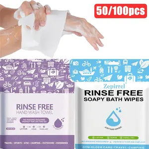 2/4PCS Rinse-Free Bathing Wipes - body care Soap & Shampoo Infused - Hypoallergenic & pH Balanced - Ideal for Post-Surgery, Elderly, Gym, Camping, Travel - Simply Dampen, Lather, and Dry