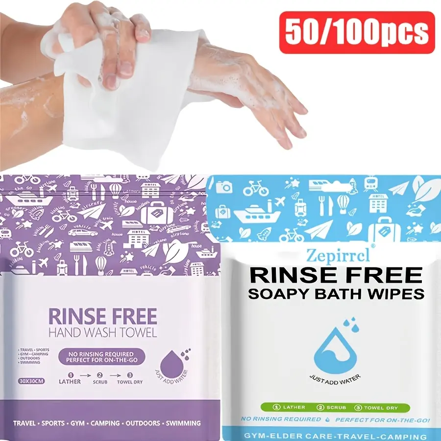 2/4PCS Rinse-Free Bathing Wipes - body care Soap & Shampoo Infused - Hypoallergenic & pH Balanced - Ideal for Post-Surgery, Elderly, Gym, Camping, Travel - Simply Dampen, Lather, and Dry