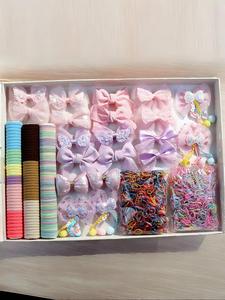 hair tie & hair clip set, cute colorful elastic hair accessory for girls, fashion hair accessories sets for party, daily clothing decor, cute cartoon bowknot barrettes hair clips