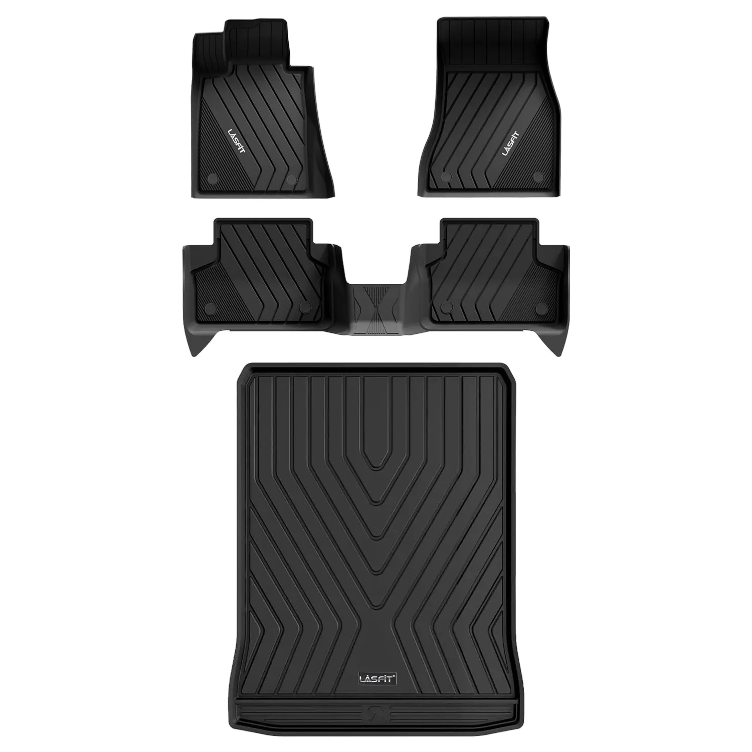 Lasfit Vehicle-Specific Custom Fit Car Floor Mats 4-Piece Set - Maximum Coverage, Deep Tread, Spill Trap, Easy to Clean 1st & 2nd Row & Rear Cargo Mats for 2017-2023 BMW 5 Series (530e,530i,540i,540d,M550i Compatible; Not for GT) for Daily Commutes