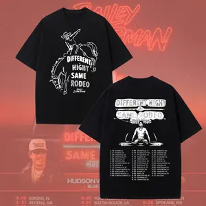 Bailey Zimmerman Different Night Same Rodeo 2026 Tour T Shirt, Rodeo Country Music Concert Tee, Western Graphic Shirt, Fan Merch Gift, Unisex Casual Streetwear Top