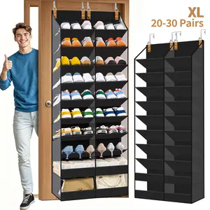 OKMARTS Shoe Storage Organizer on the Door, 10-Layer Large Deep Pocket Foldable Shoe Organizer, Hold 20-30 Pairs of Shoes, Sturdy Design for Durability, Suitable for Bedroom, Entrance Area and Other Space-saving Door Shoe Racks