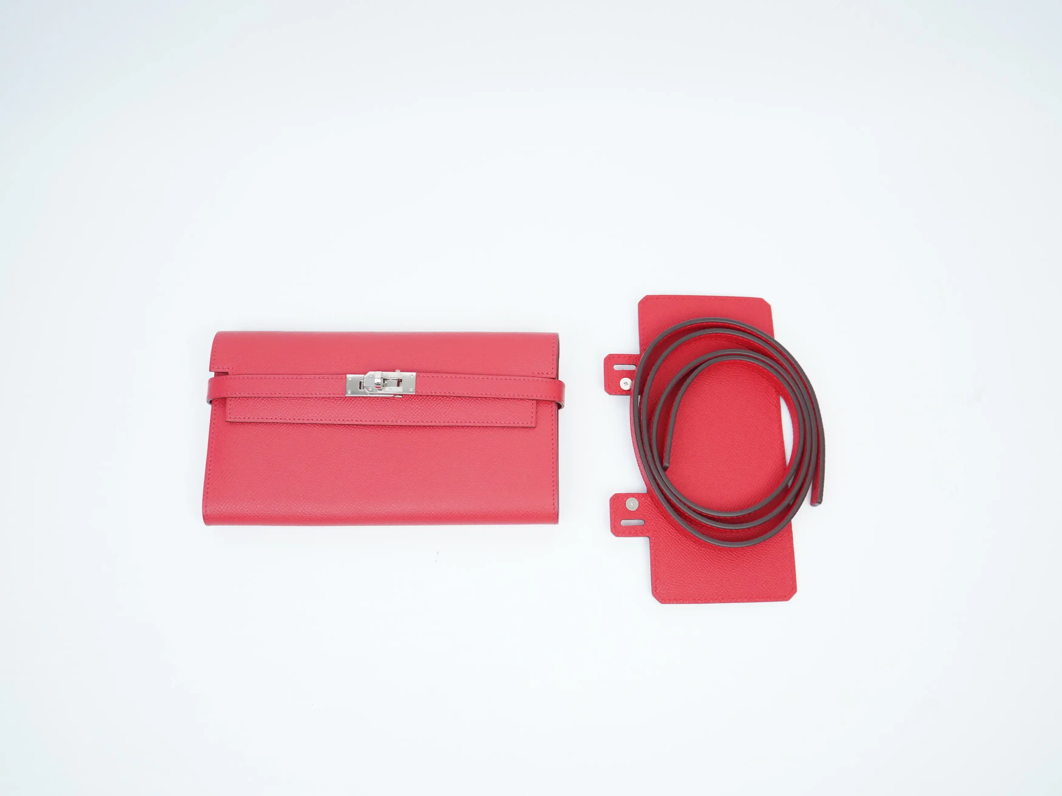 Pre-owned HERMÈS Leather Small leather goods Hermes Epsom Kelly Longue Wallet Red